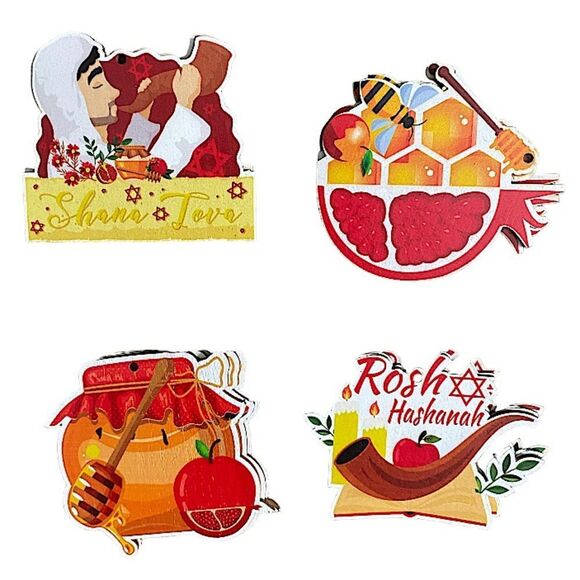 Rosh Hashanah New Wooden Hanging Decorations 30 Pcs Jewish New Year Shana Tova - Picture 4 of 5